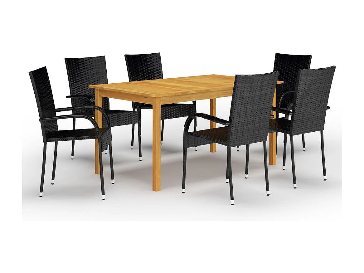 Ensemble à manger de jardin 7 pcs Noir