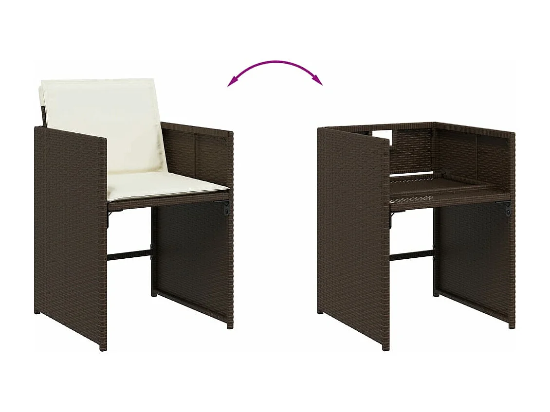 9-tlg. Garten-Essgruppe mit Kissen Braun Poly Rattan