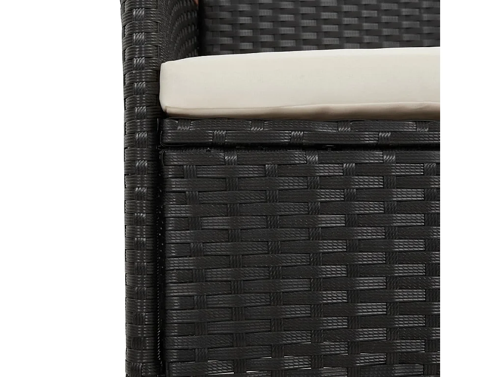 Set da Pranzo da Giardino 9 pz con Cuscini Nero in Polyrattan