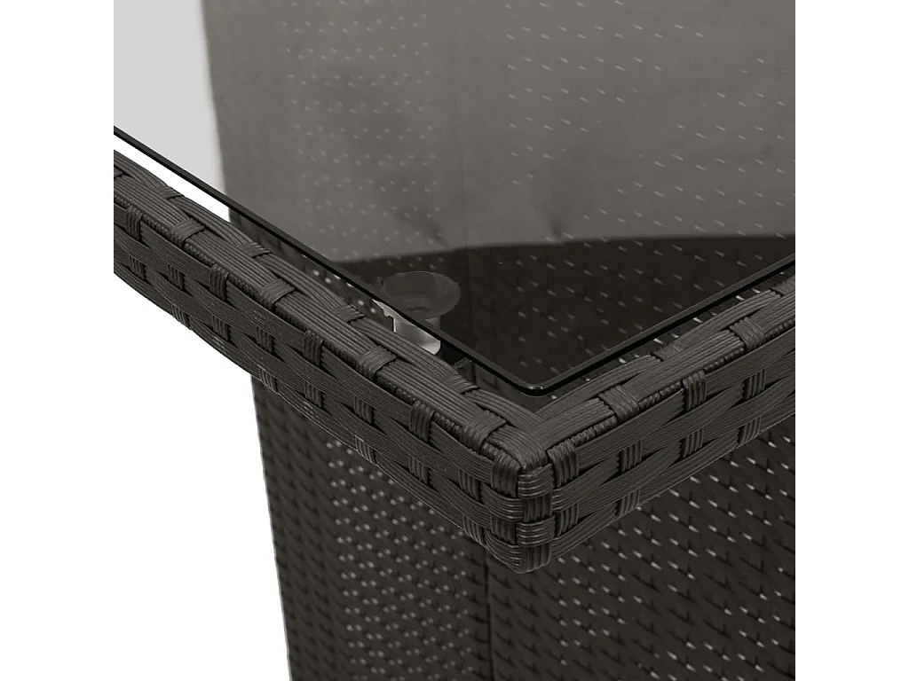 9 pcs conjunto de jantar p/ jardim c/ almofadões vime PE preto