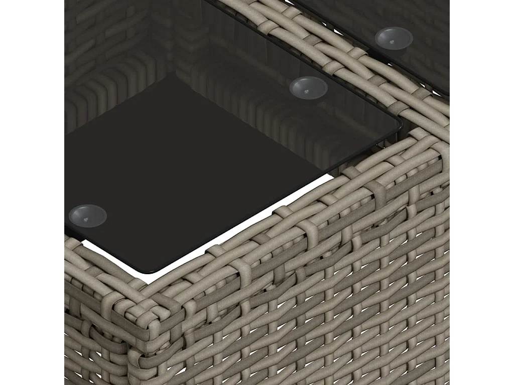 Salon de jardin avec coussins 2pcs gris résine tressée et verre