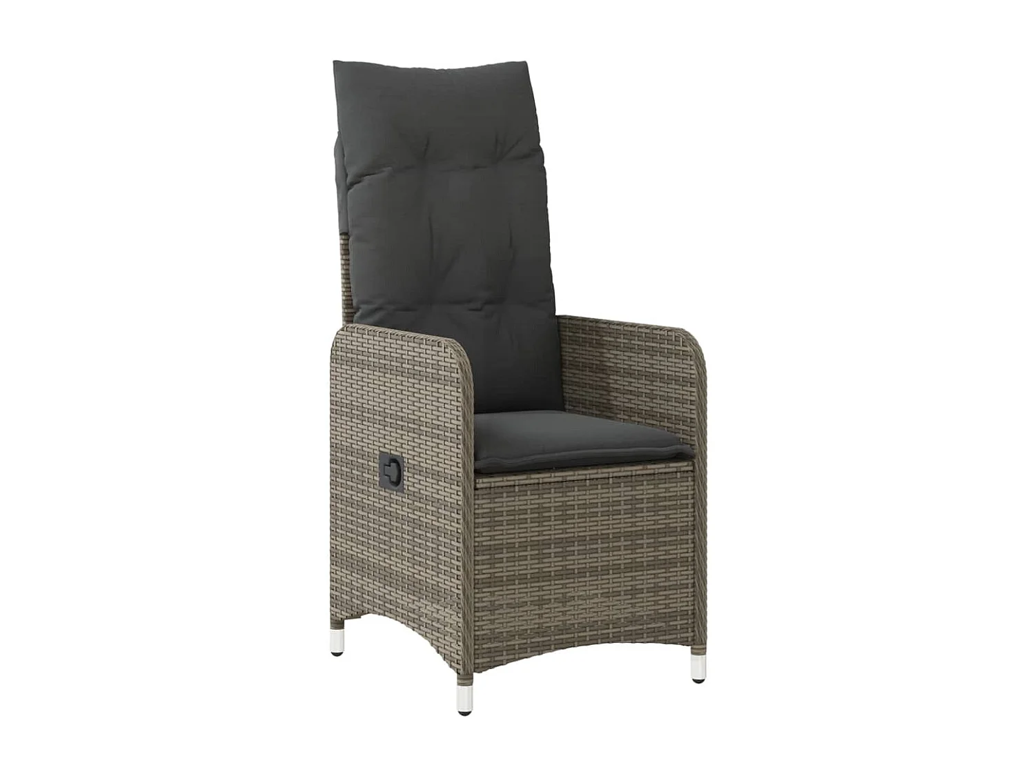 3 pcs conjunto bistrô de jardim c/ almofadões vime PE cinza