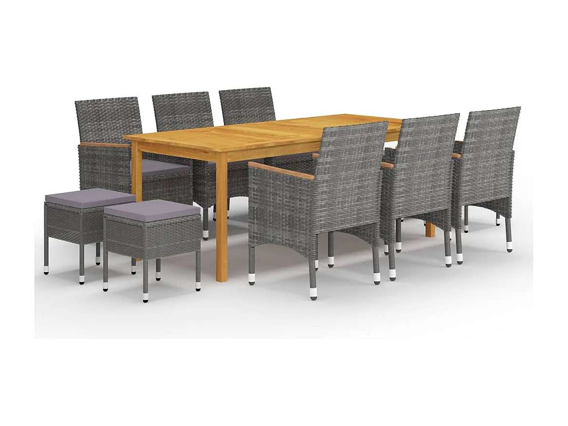 Ensemble à manger de jardin 11 pcs Gris