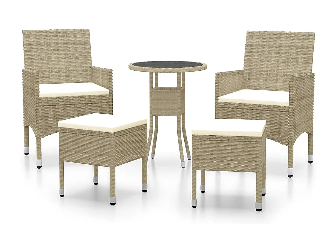 Salon de jardin 5 pcs Résine tressée Beige