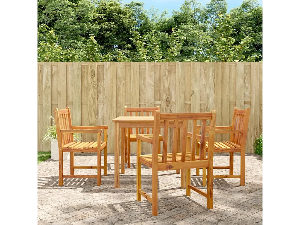 Set da Pranzo per Giardino 5 pz in Legno Massello di Acacia