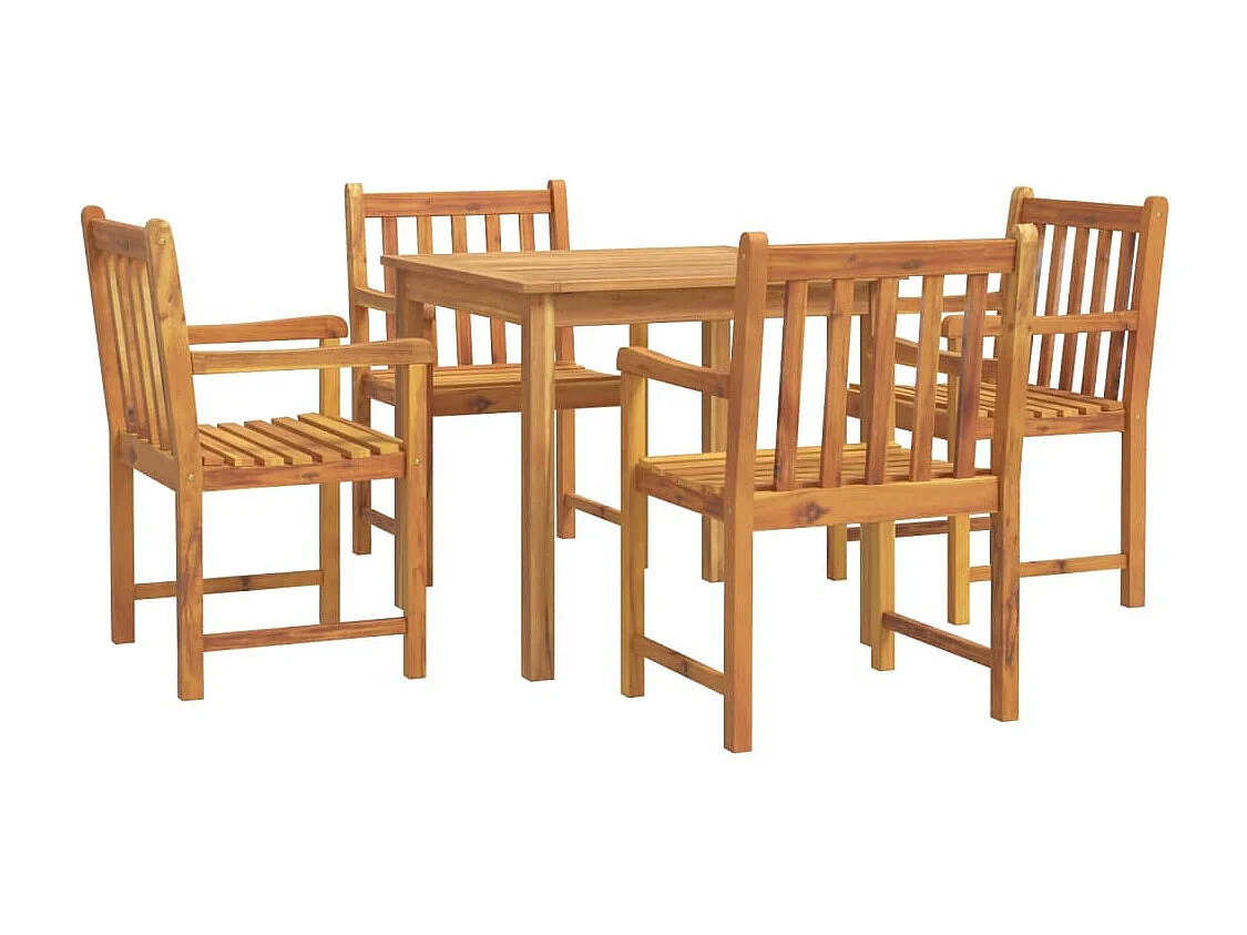 Set da Pranzo per Giardino 5 pz in Legno Massello di Acacia
