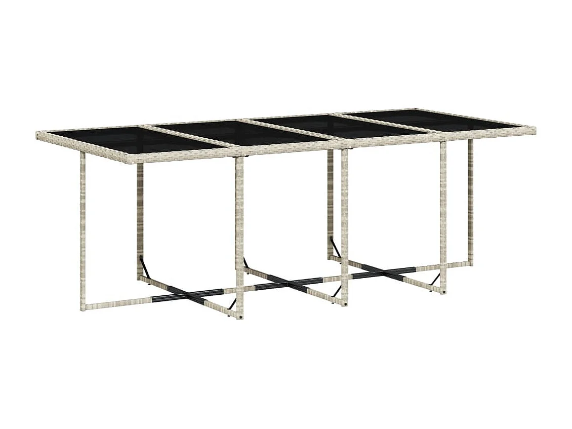 Set Pranzo da Giardino 9pz con Cuscini Grigio Chiaro Polyrattan
