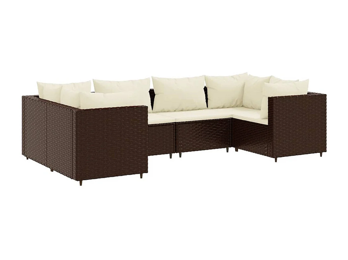 Salon de jardin 6 pcs avec coussins Marron Résine tressée