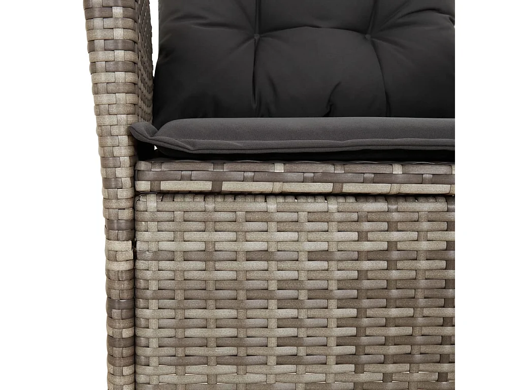 5 pcs conjunto de jantar p/ jardim c/ almofadões vime PE cinza