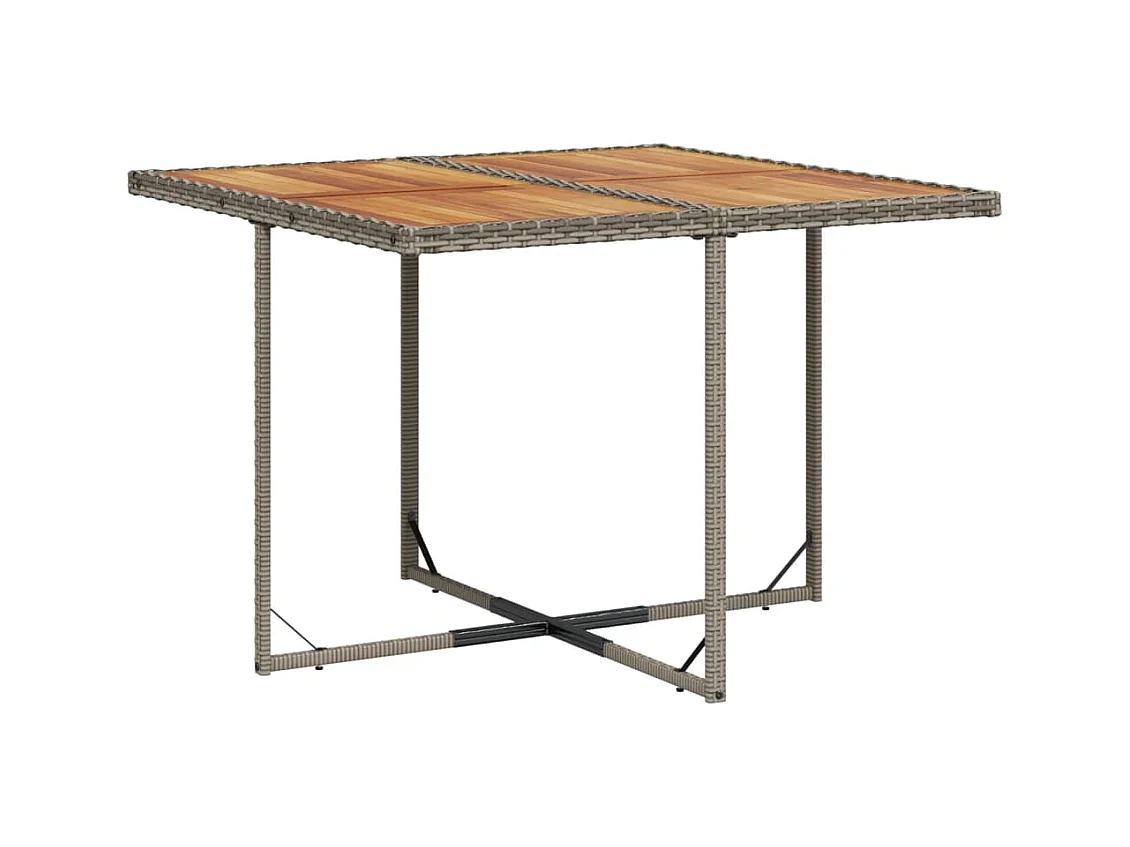 Set comedor de jardín 5 piezas con cojines ratán sintético gris
