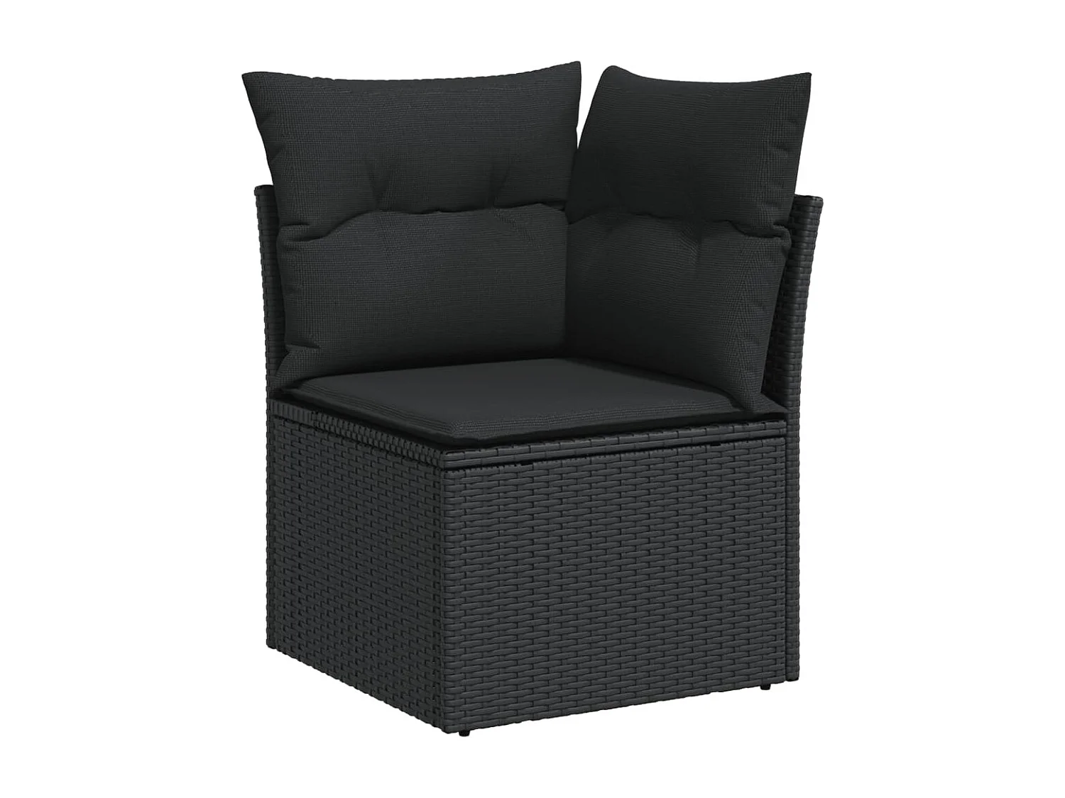 7-delige Loungeset met kussens poly rattan zwart