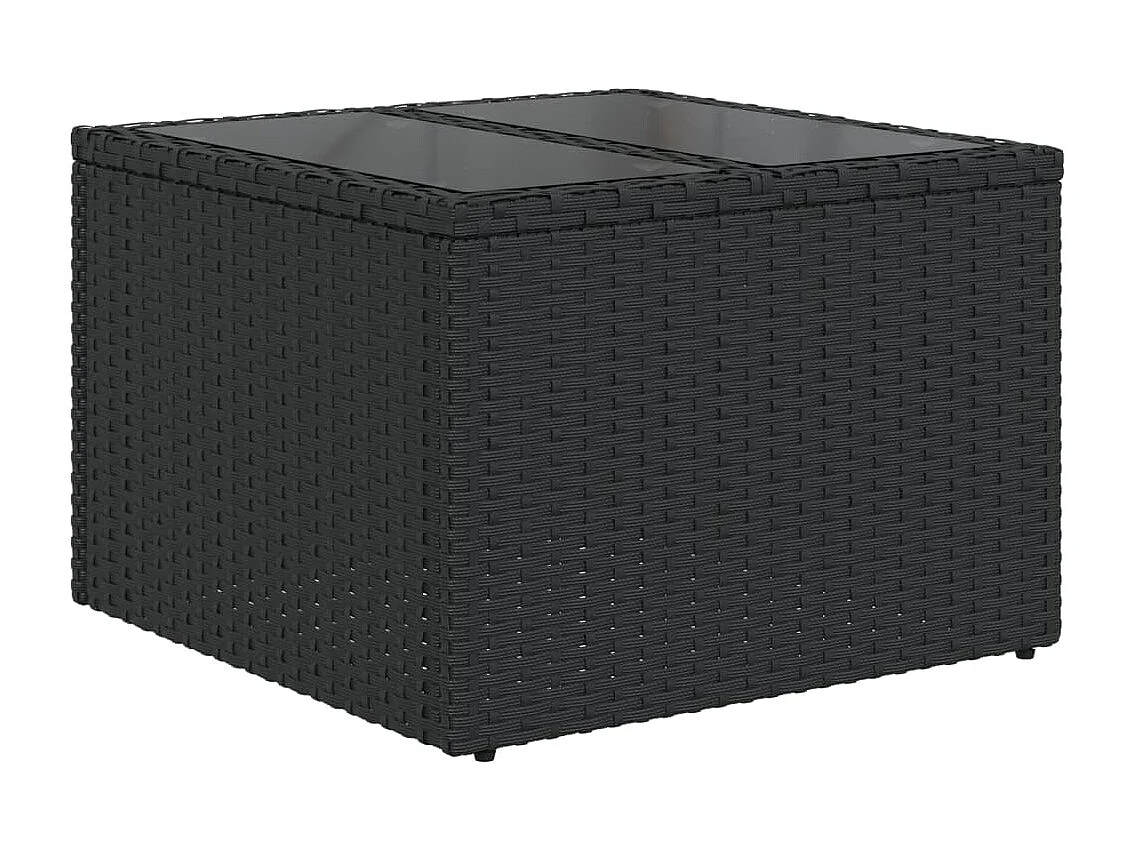 7-delige Loungeset met kussens poly rattan zwart