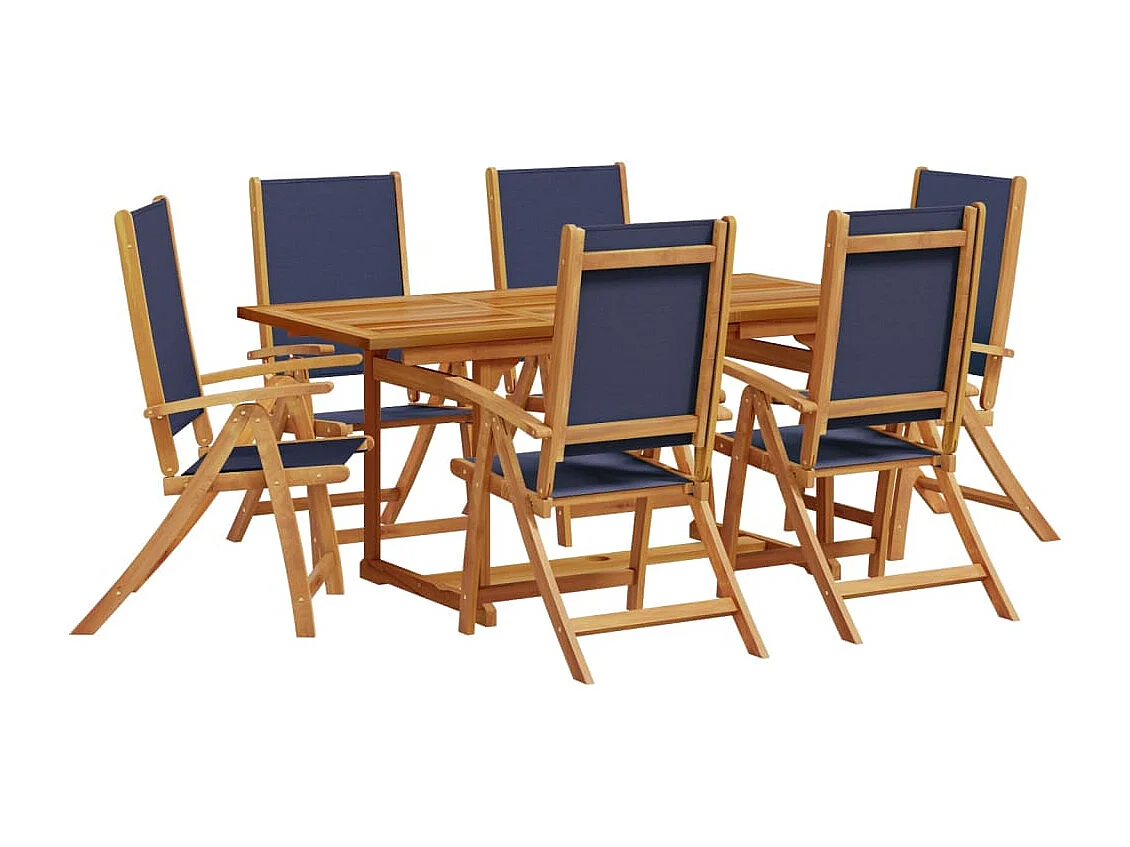 Ensemble à Manger de jardin 7pcs bois d'acacia solide textilène