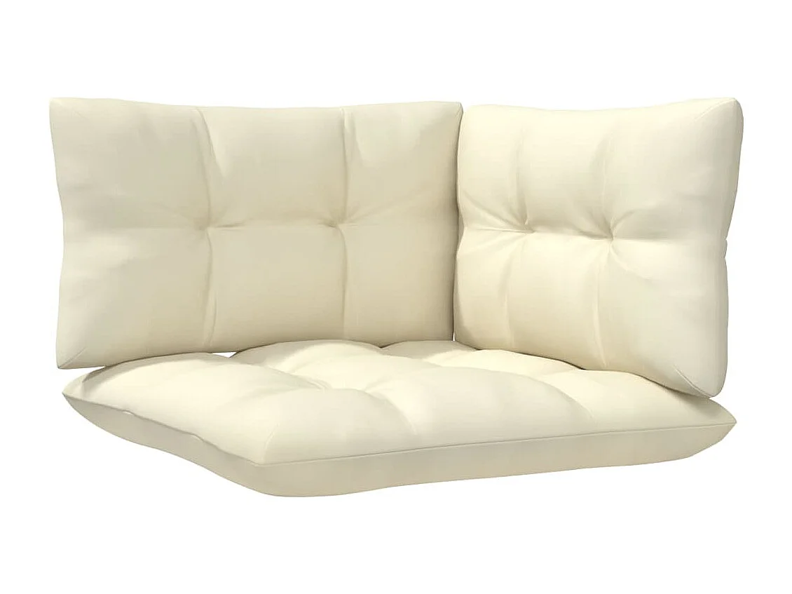 4-delige Loungeset met crèmekleurige kussens grenenhout