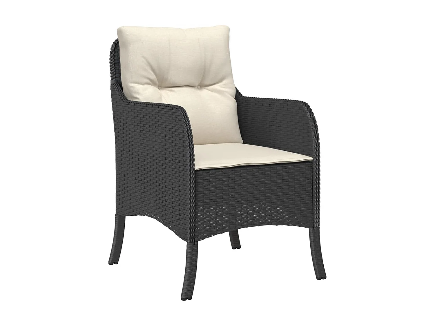 5-delige Tuinset met kussens poly rattan zwart