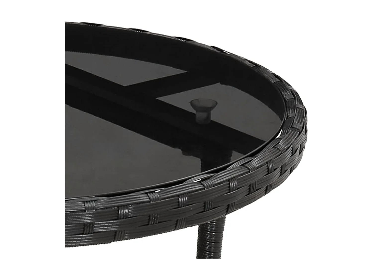 Set comedor jardín 3 pzas cojines ratán sintético vidrio negro