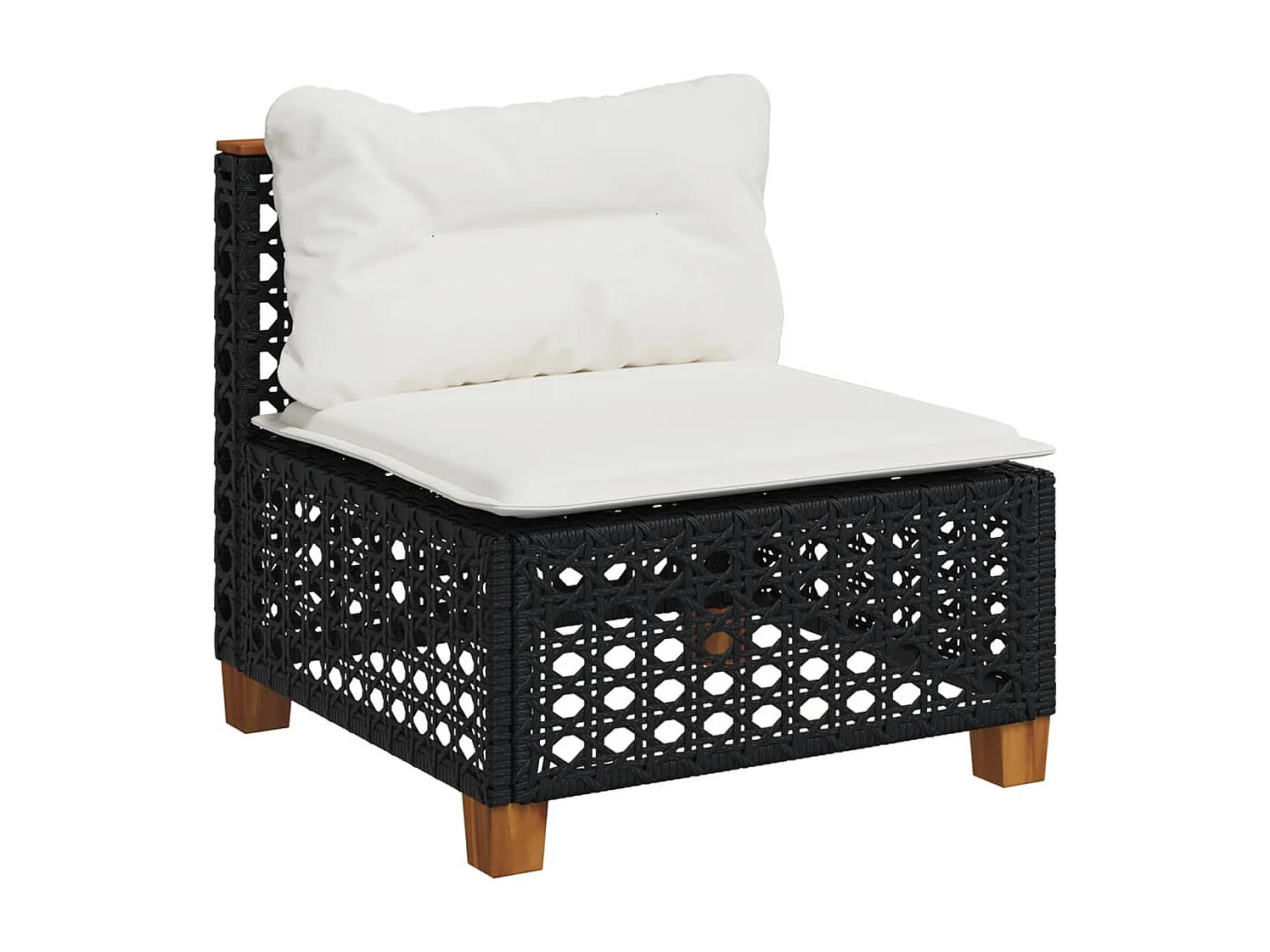 7-tlg. Garten-Sofagarnitur mit Kissen Schwarz Poly Rattan