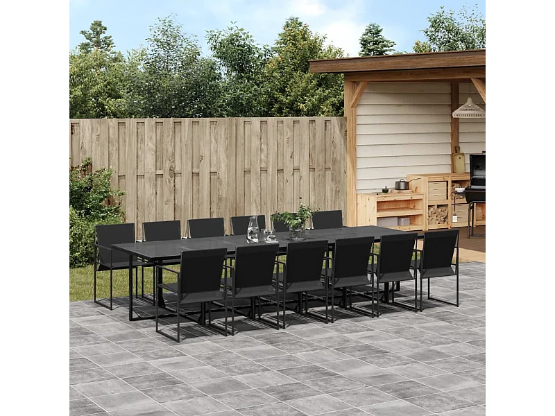 Set da Pranzo da Giardino 13 pz Nero in Textilene