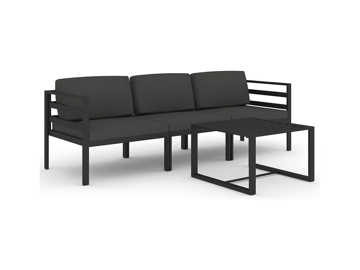 Salon de jardin 4 pcs avec coussins Aluminium Anthracite
