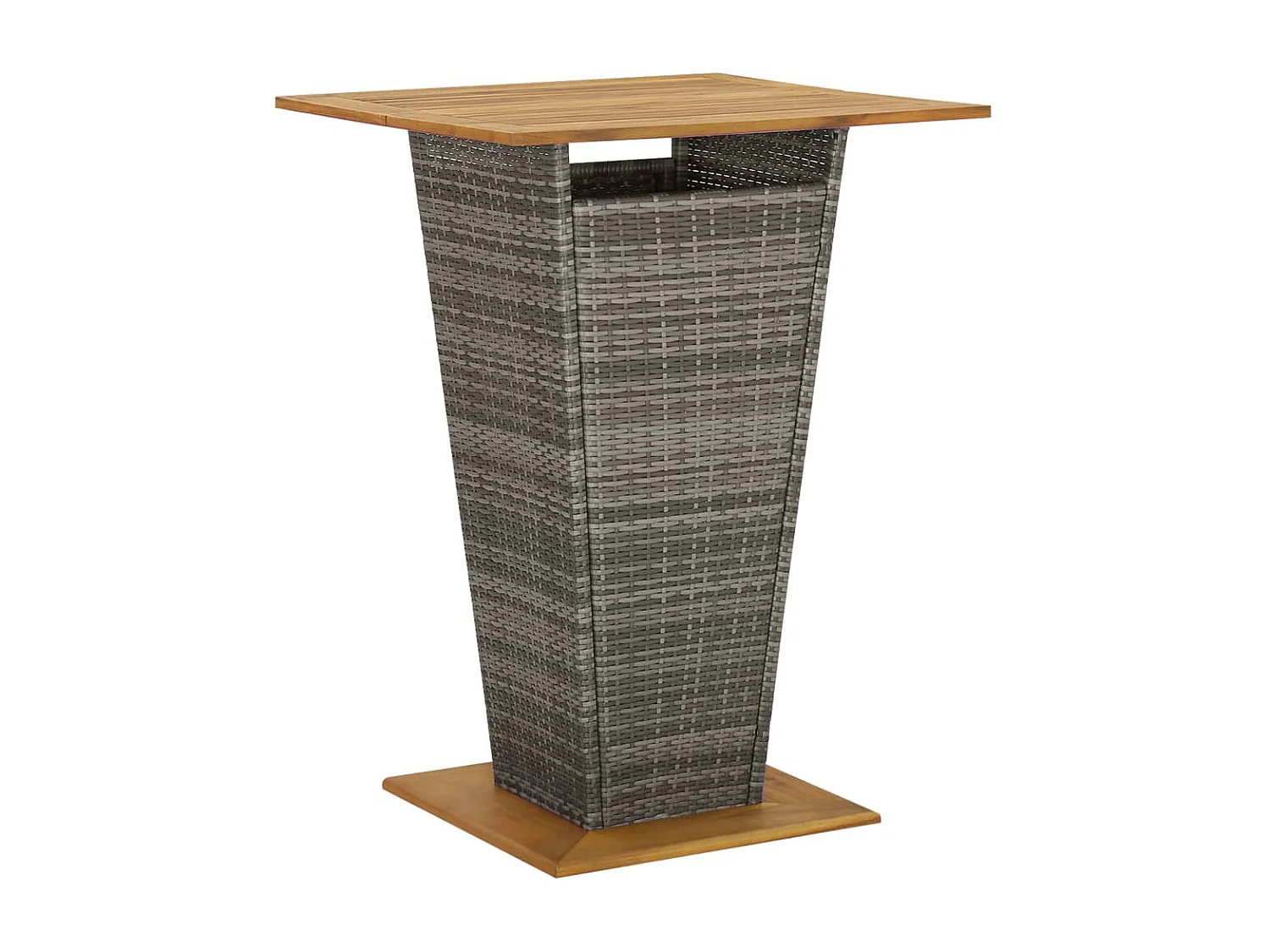 3-tlg. Gartenbar-Set mit Kissen Grau Poly Rattan