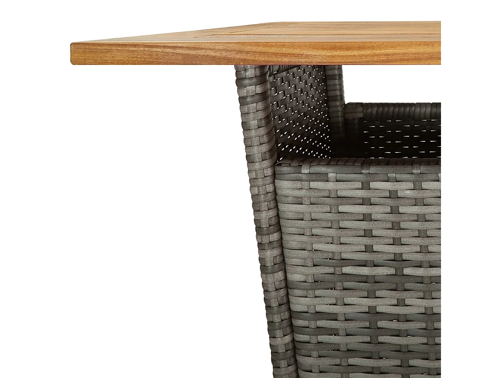 3-tlg. Gartenbar-Set mit Kissen Grau Poly Rattan