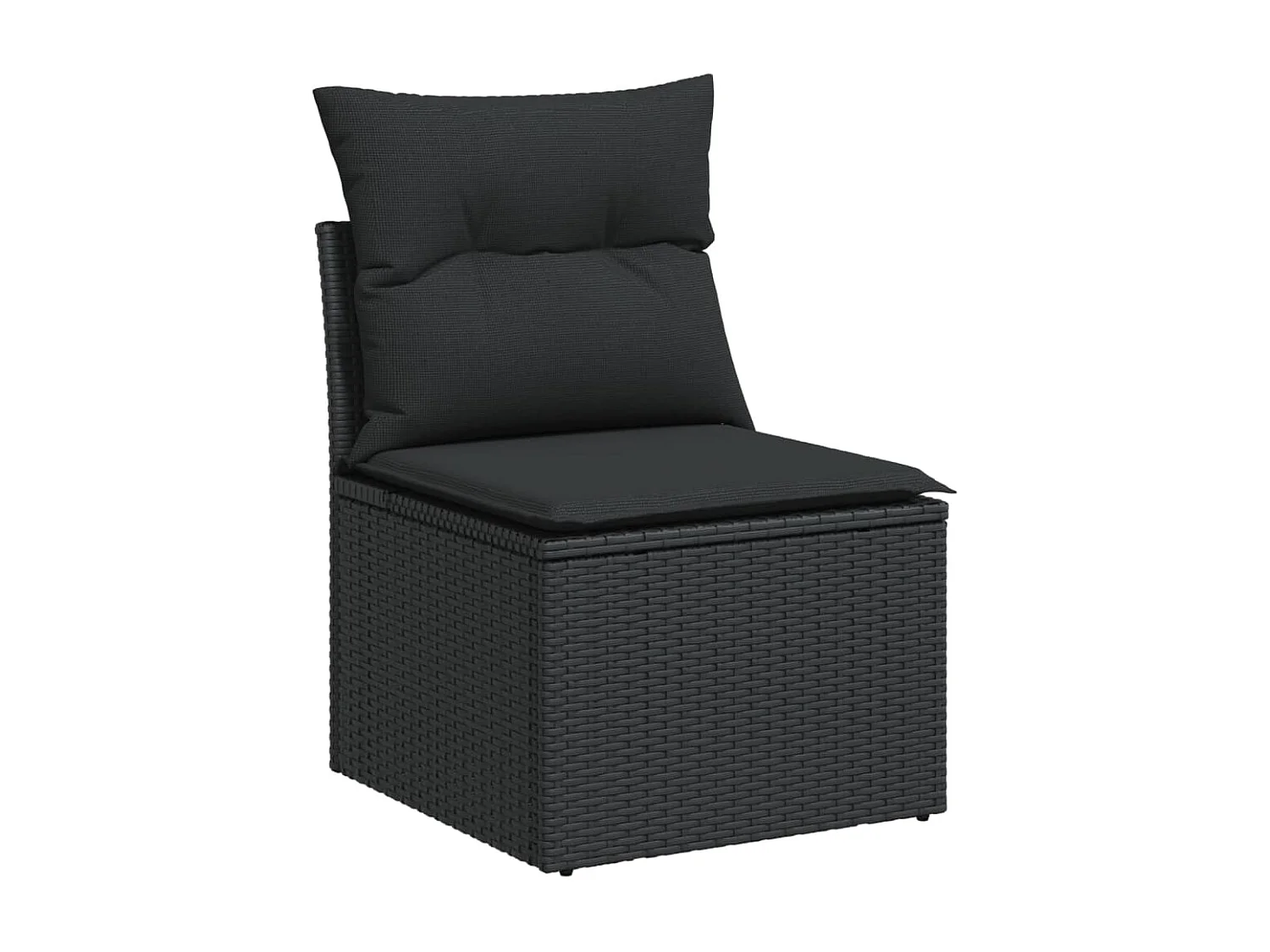 5-delige Loungeset met kussens poly rattan zwart