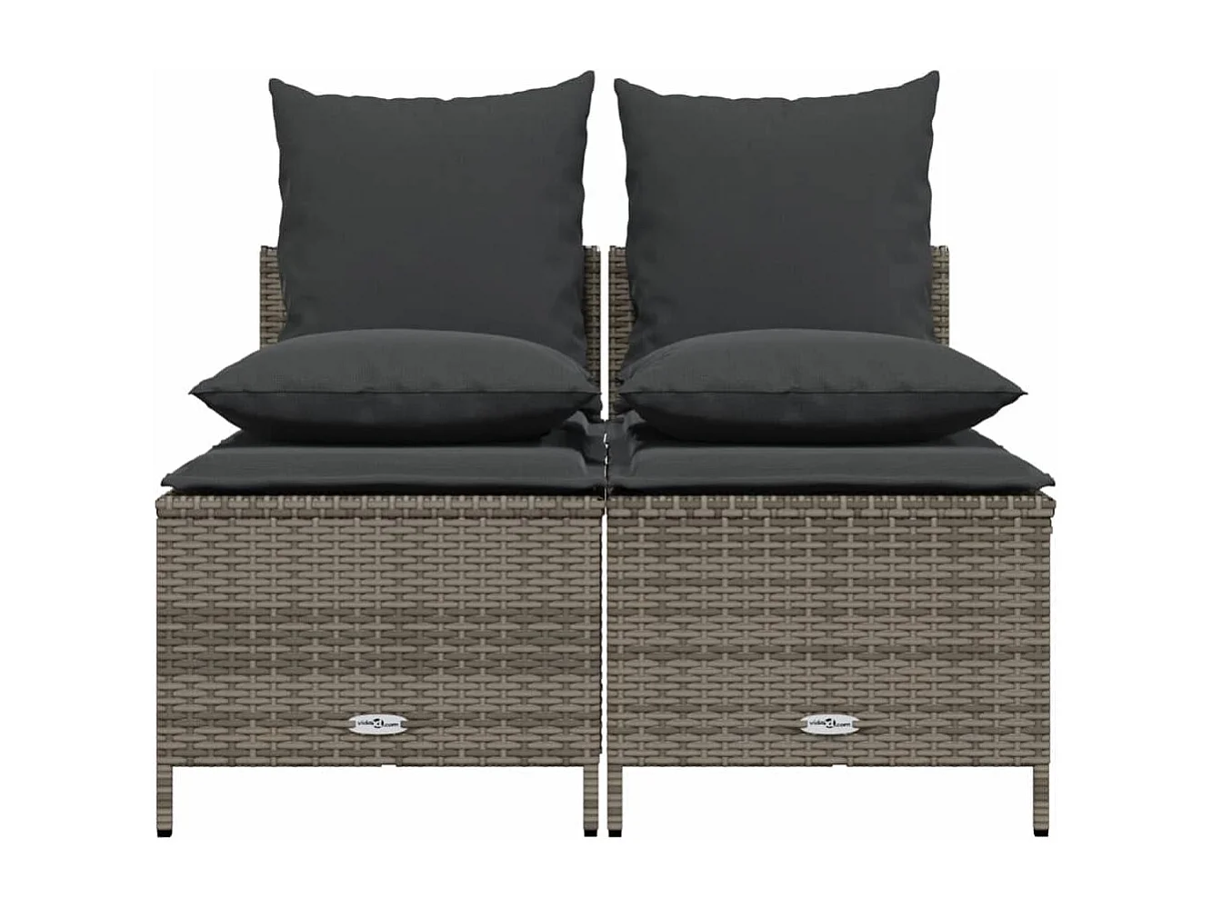 Salon de jardin 4 pcs avec coussins gris résine tressée