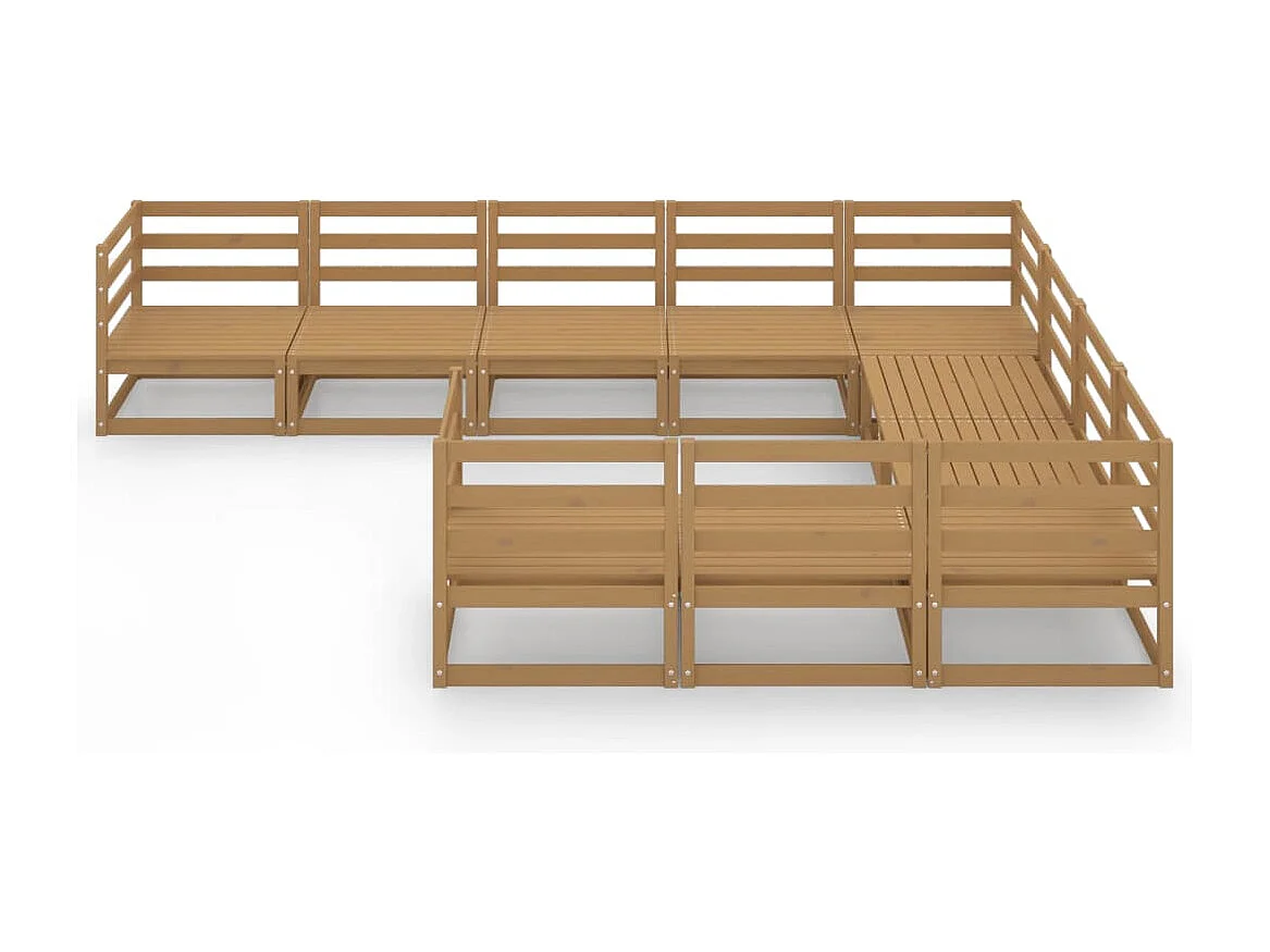 Salon de jardin 10 pcs bois de pin massif
