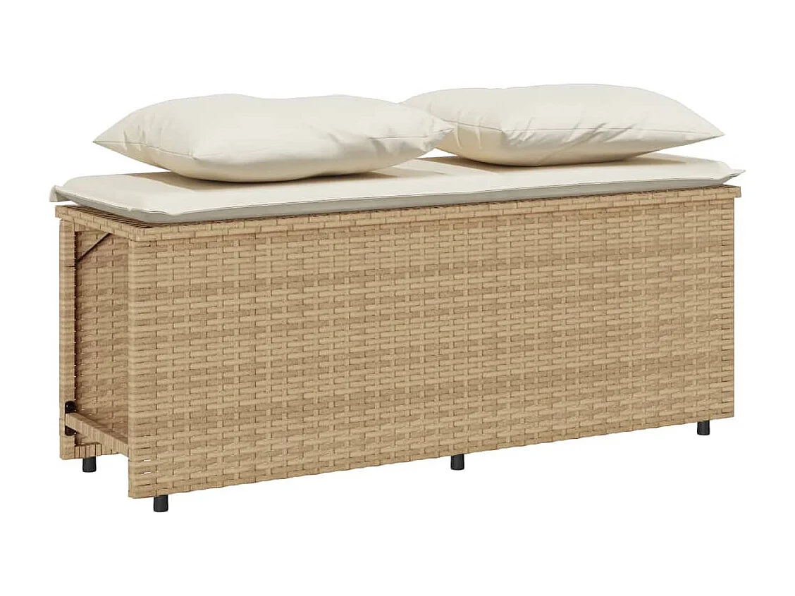 Ensemble à manger de jardin et coussins 3 pcs Beige poly rotin