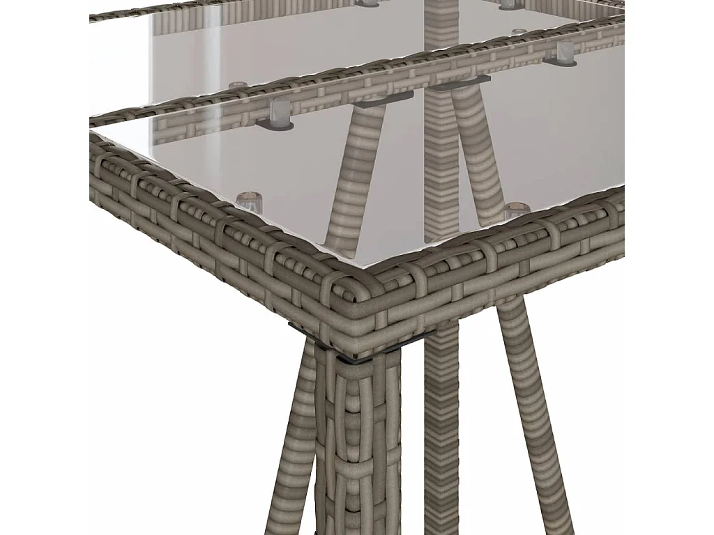 3 pcs conjunto de bar p/ jardim c/ almofadões vime PE cinzento