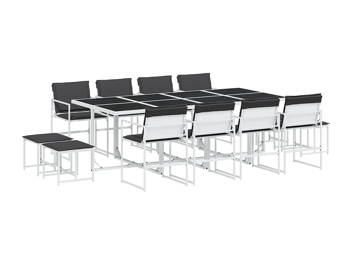 Ensemble à manger de jardin avec coussins 13pcs blanc textilène