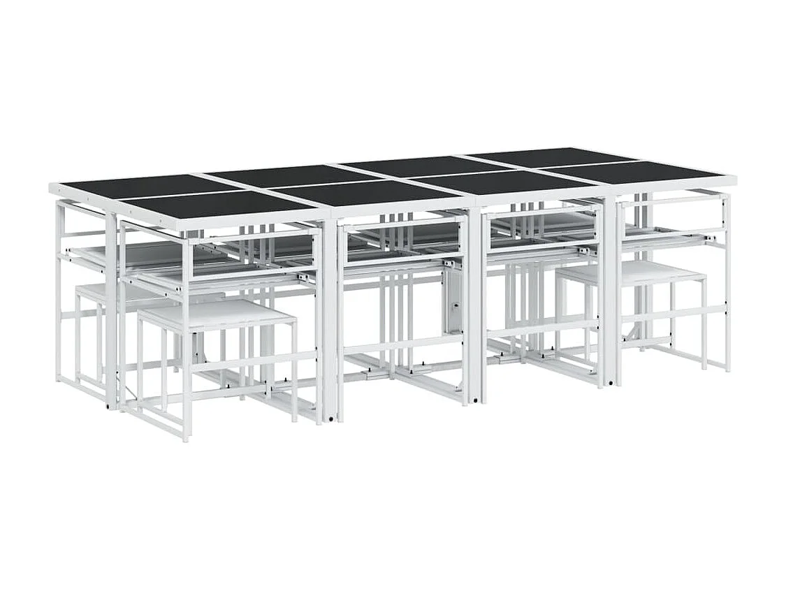 Ensemble à manger de jardin avec coussins 13pcs blanc textilène