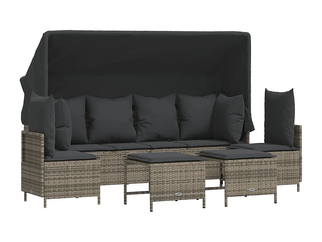 Set Divano da Giardino 5 pz con Cuscini Grigio in Polyrattan