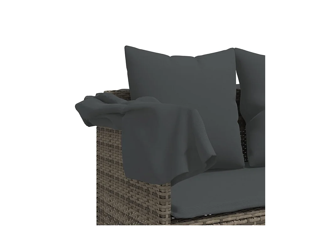 Set Divano da Giardino 5 pz con Cuscini Grigio in Polyrattan