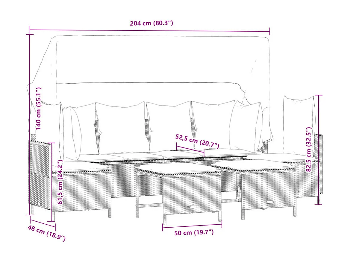 Set Divano da Giardino 5 pz con Cuscini Grigio in Polyrattan