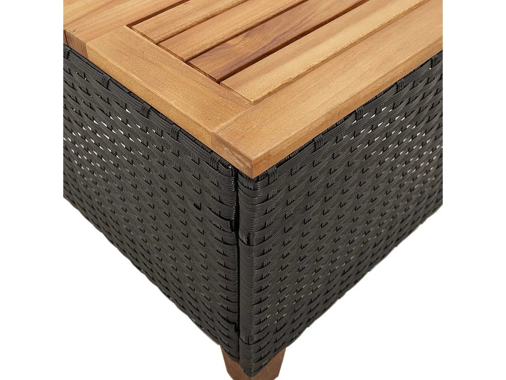 Set da Bistrò 3 pz con Cuscini Nero Polyrattan e Legno Acacia