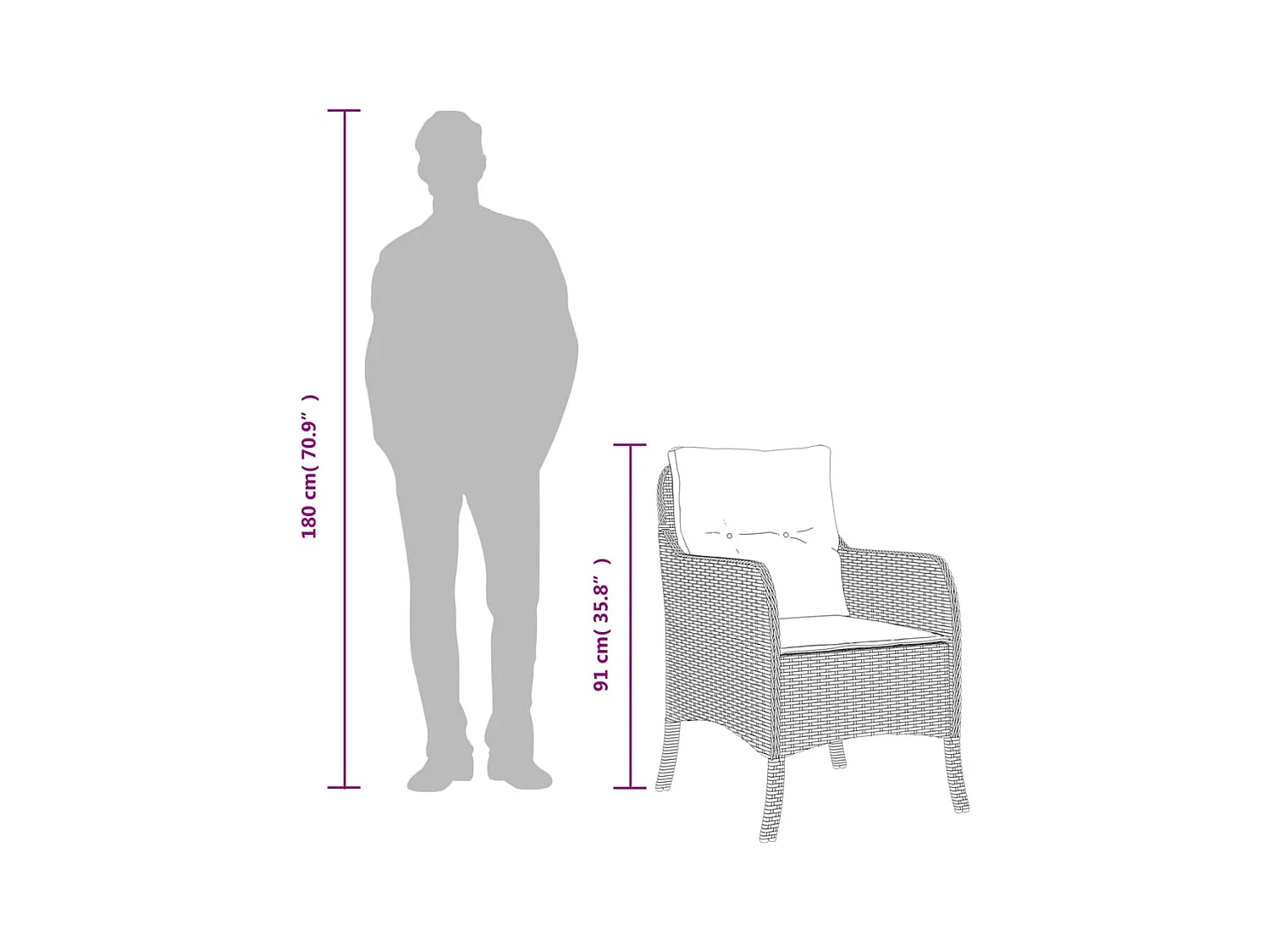 Set da Pranzo da Giardino 5 pz con Cuscini in Polyrattan Grigio