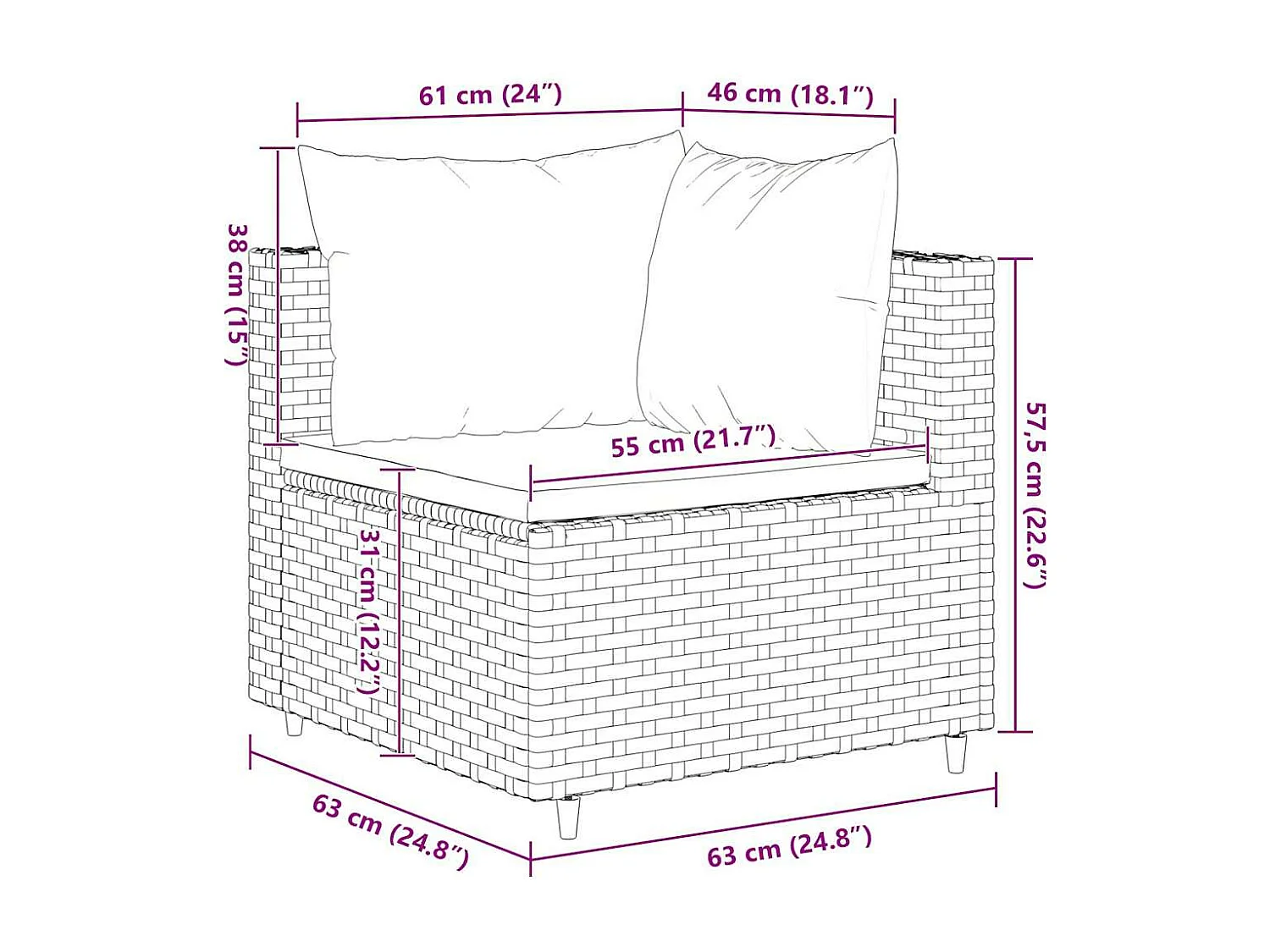 Set Divani da Giardino 7 pz con Cuscini in Polyrattan Marrone
