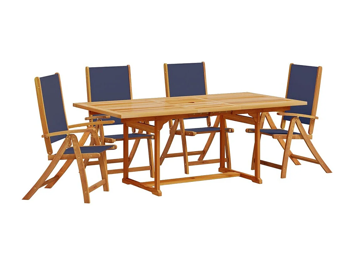 Ensemble à manger de jardin 5pcs bois d'acacia solide textilène