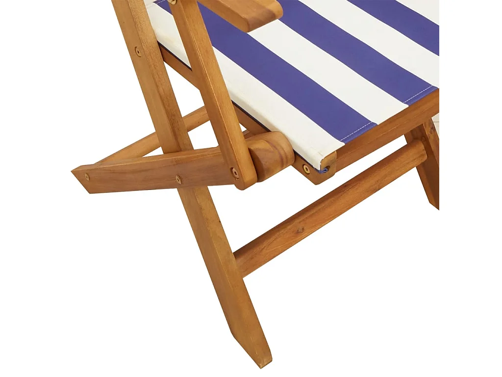 3-tlg. Bistro-Set Blau und Weiß Stoff und Massivholz