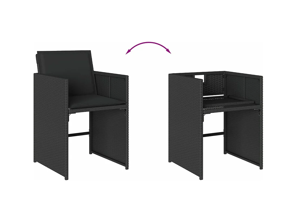 Ensemble à manger de jardin 11 pcs coussins noir résine tressée