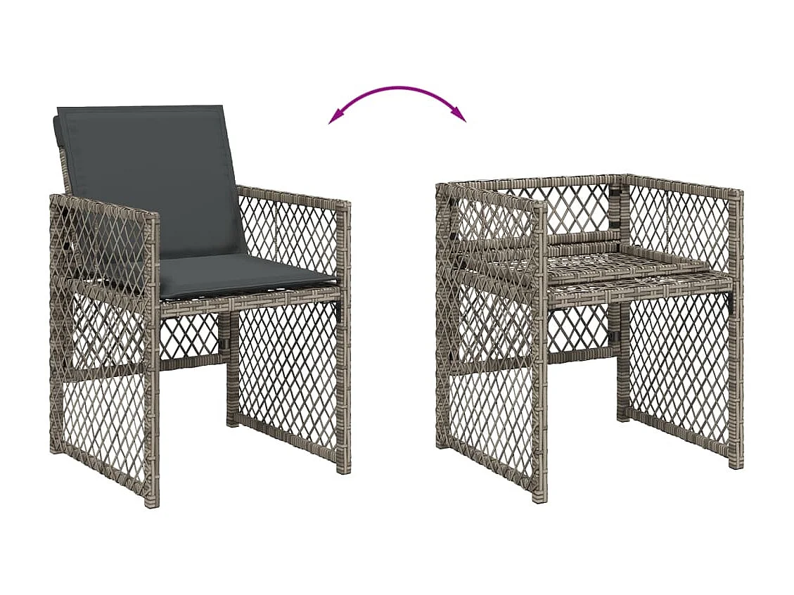 9-tlg. Garten-Essgruppe mit Kissen Grau Poly Rattan