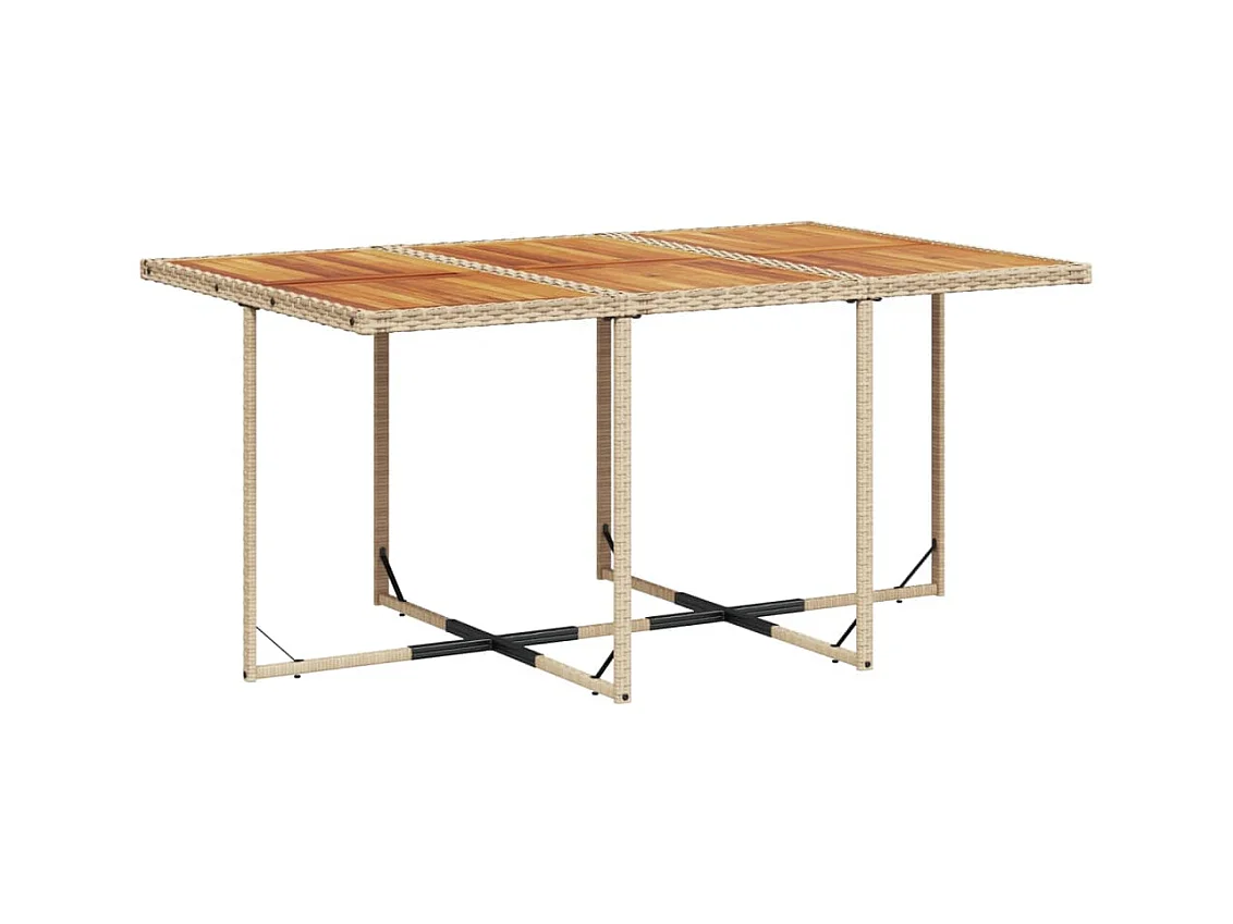 Ensemble à manger de jardin et coussins 11 pcs beige poly rotin