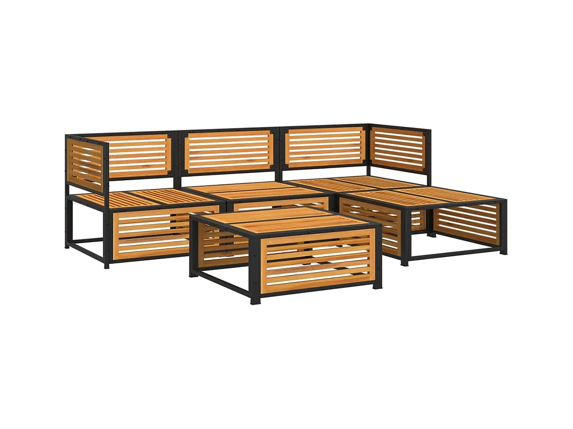 Salon de jardin avec coussins 5 pcs Bois d'acacia solide