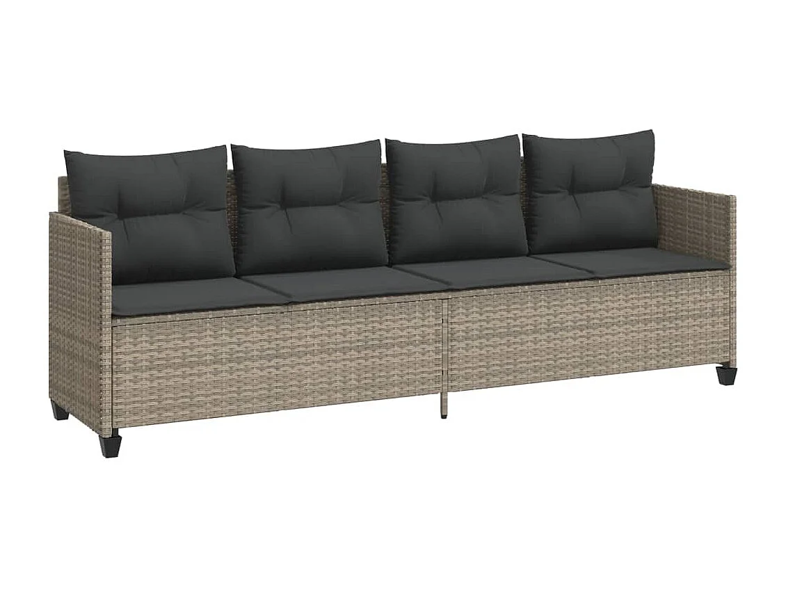 5 pcs conj. sofás jardim c/ almofadões vime PE cinzento-claro