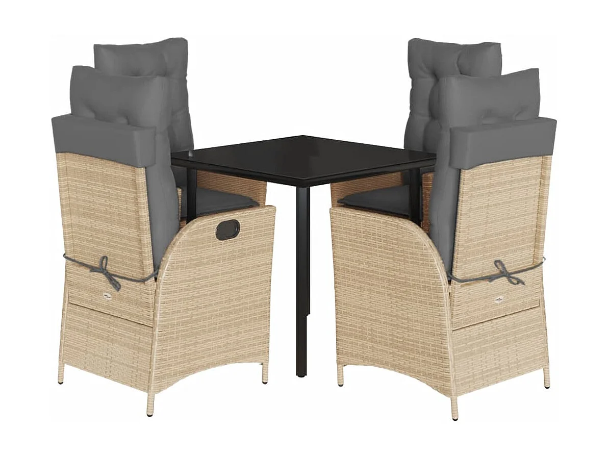 5-delige Tuinset met kussens poly rattan beige