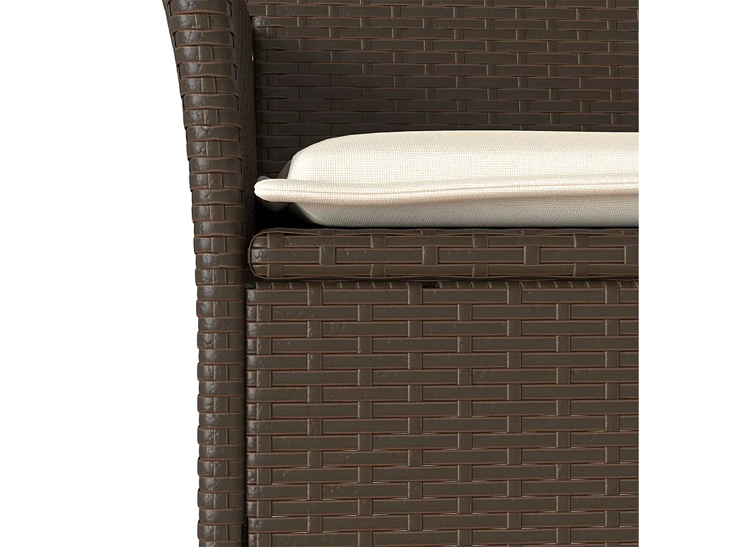 Ensemble à manger de jardin et coussins 5pcs marron rotin verre