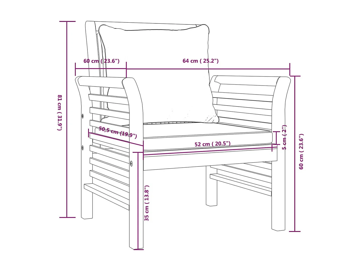 Salon de jardin 4 pcs avec coussins Bois d'acacia solide