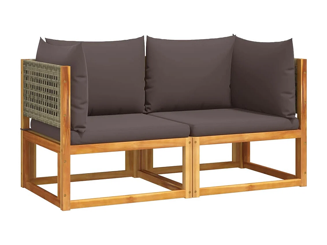 Sofás de canto p/ jardim 2 pcs c/ almofadões acácia maciça