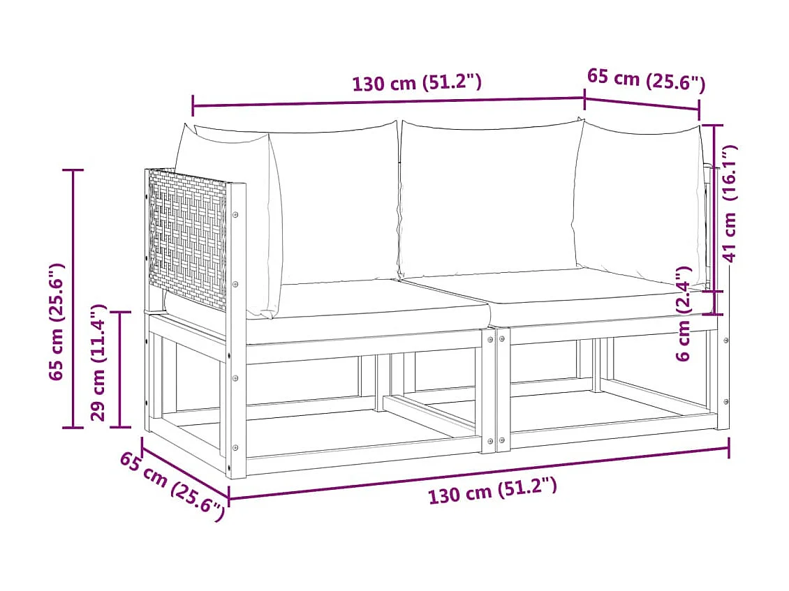 Sofás de canto p/ jardim 2 pcs c/ almofadões acácia maciça